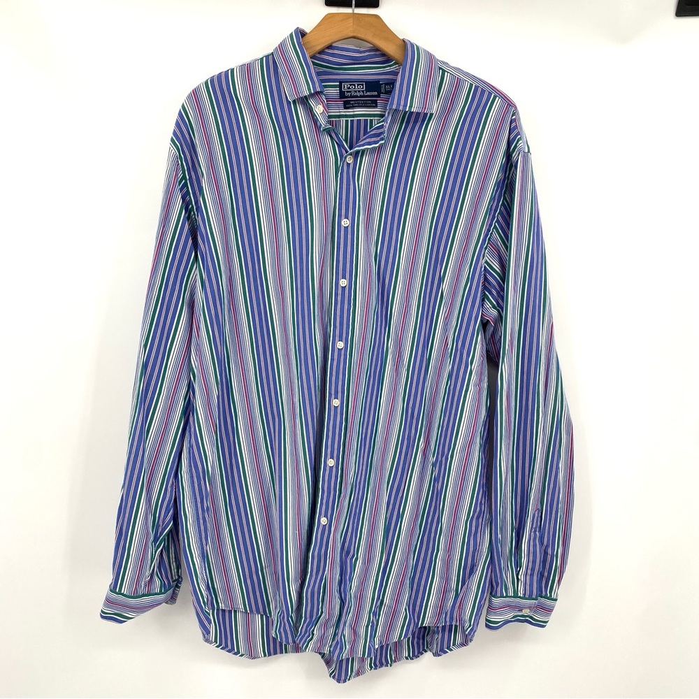 Polo Ralph Lauren Shirt Men’s‎ XLT Westerton Striped Button Up Blue Green Red